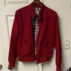 Zara Men's Deep Red Lightweight Moto Jacket L/ XL